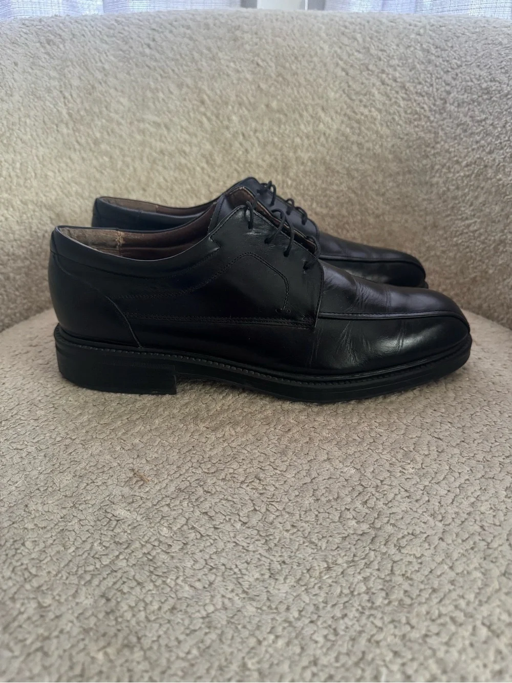 Bill Blass Men’s Black Leather Apron Toe Derby Dress Shoes Size 11 D
